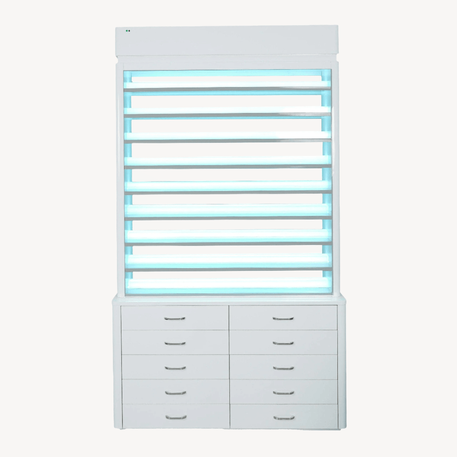 LUX SPA LUX M2 Double Side Access Polish & Powder Rack With Drawers DSP-LUX-NRTBL-M2
