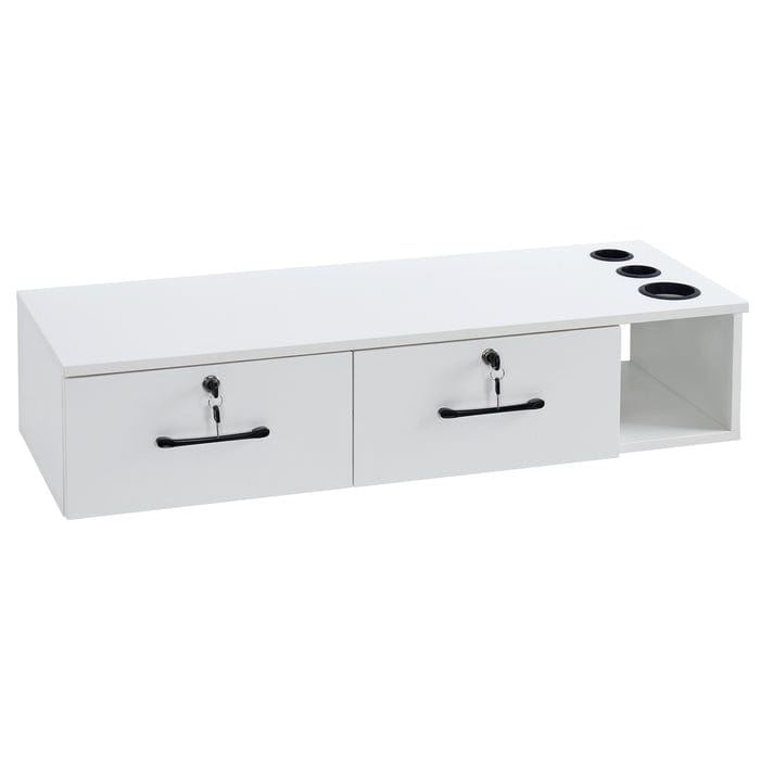 Brooks Salon Furnishing Wall-Mounted Secure Styling Station with Drawers 2206-White FF-BBP-SYSTL-2206-WHT