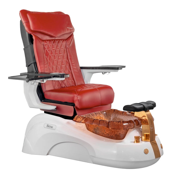 Mayakoba SIENA Shiatsulogic DX Pedicure Chair DX-Red / White and Gold Siena AYC-SPA-SIENA-DX2307-817WHTGLD-18VRD
