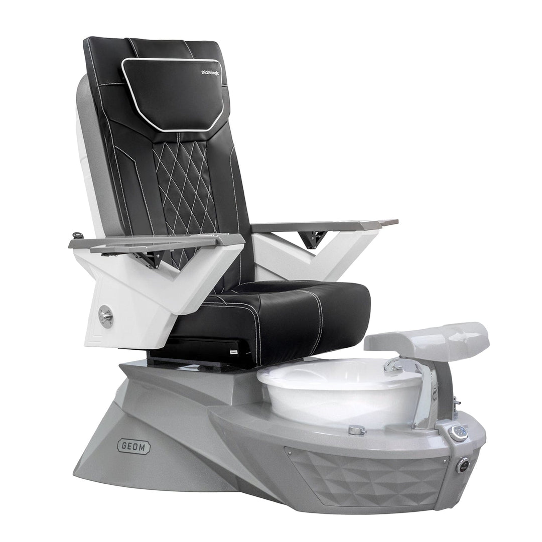 Mayakoba GEOM Shiatsulogic FX Pedicure Chair Black FX / Stone Grey Base with Glacial White Bowl AYC-SPA-GEOM-FX9653-GYWH-53BLK