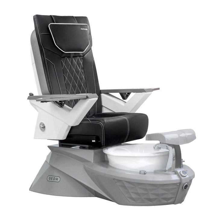Mayakoba GEOM Shiatsulogic FX Pedicure Chair Black FX / Stone Grey Base with Glacial White Bowl AYC-SPA-GEOM-FX9653-GYWH-53BLK