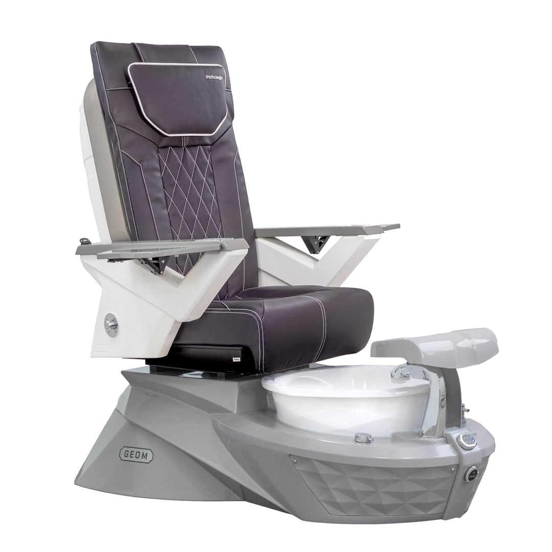 Mayakoba GEOM Shiatsulogic FX Pedicure Chair Chocolate FX / Stone Grey Base with Glacial White Bowl AYC-SPA-GEOM-FX9653-GYWH-53CHO