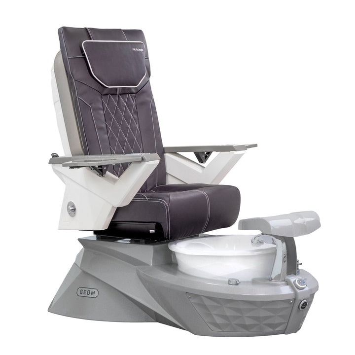 Mayakoba GEOM Shiatsulogic FX Pedicure Chair Chocolate FX / Stone Grey Base with Glacial White Bowl AYC-SPA-GEOM-FX9653-GYWH-53CHO