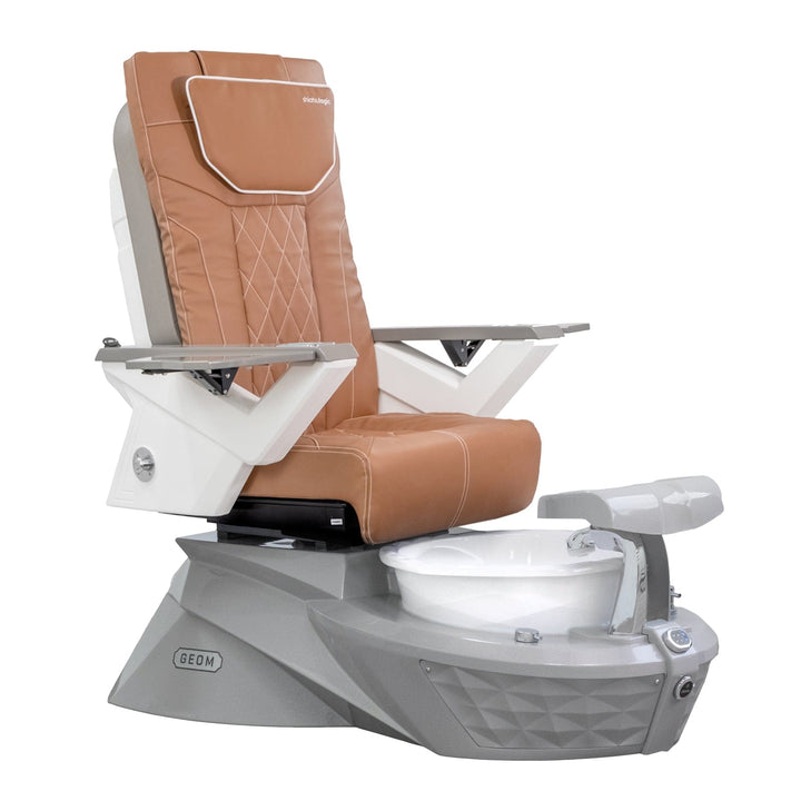 Mayakoba GEOM Shiatsulogic FX Pedicure Chair Cappuccino FX / Stone Grey Base with Glacial White Bowl AYC-SPA-GEOM-FX9653-GYWH-53CPO