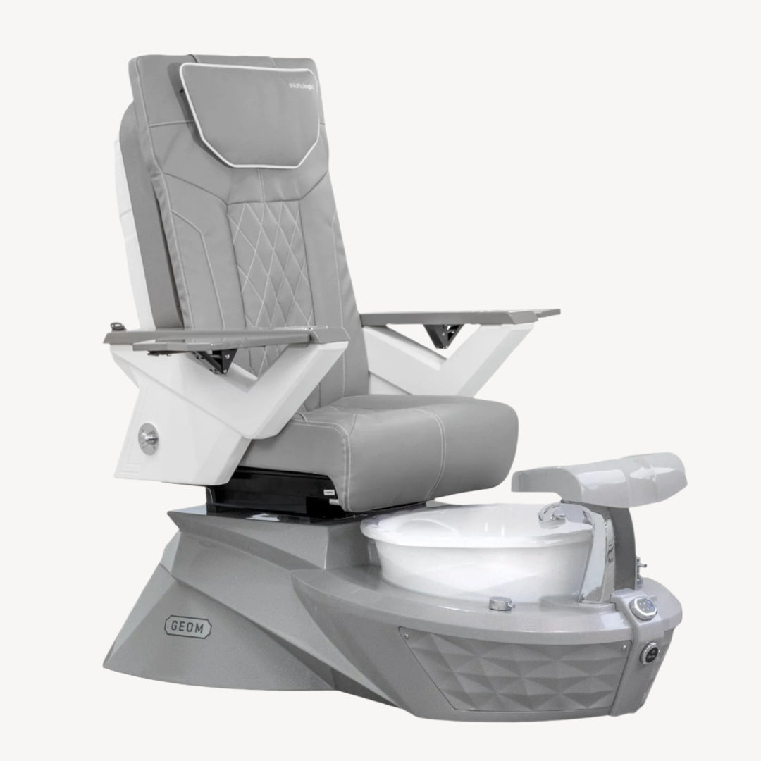 Mayakoba GEOM Shiatsulogic FX Pedicure Chair Grey FX / Stone Grey Base with Glacial White Bowl AYC-SPA-GEOM-FX9653-GYWH-53GY
