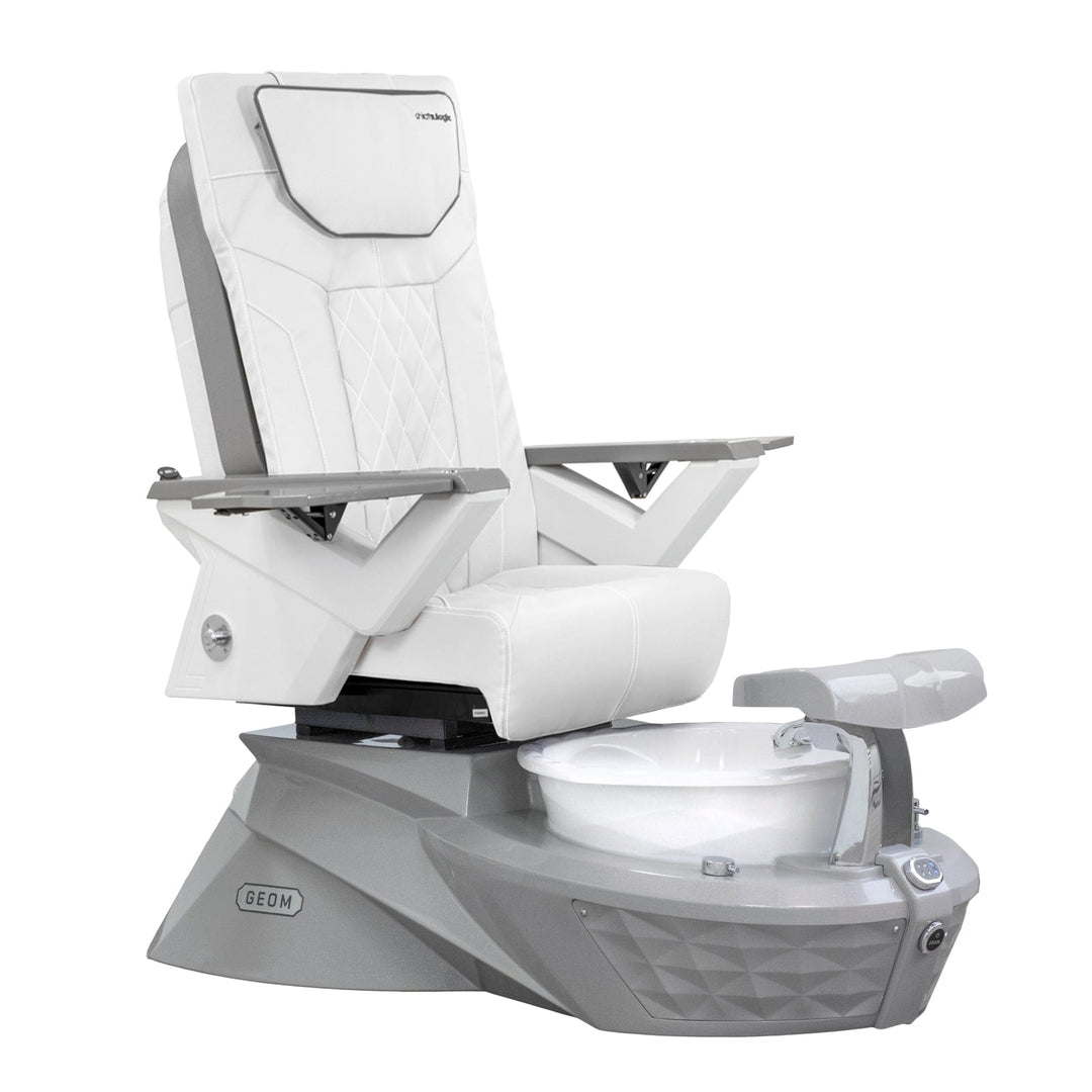 Mayakoba GEOM Shiatsulogic FX Pedicure Chair White FX / Stone Grey Base with Glacial White Bowl AYC-SPA-GEOM-FX9653-GYWH-53WHT