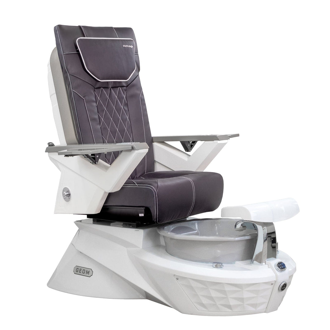 Mayakoba GEOM Shiatsulogic FX Pedicure Chair Chocolate FX / Glacial White Base with Stone Grey Bowl AYC-SPA-GEOM-FX9653-WHGY-53CHO