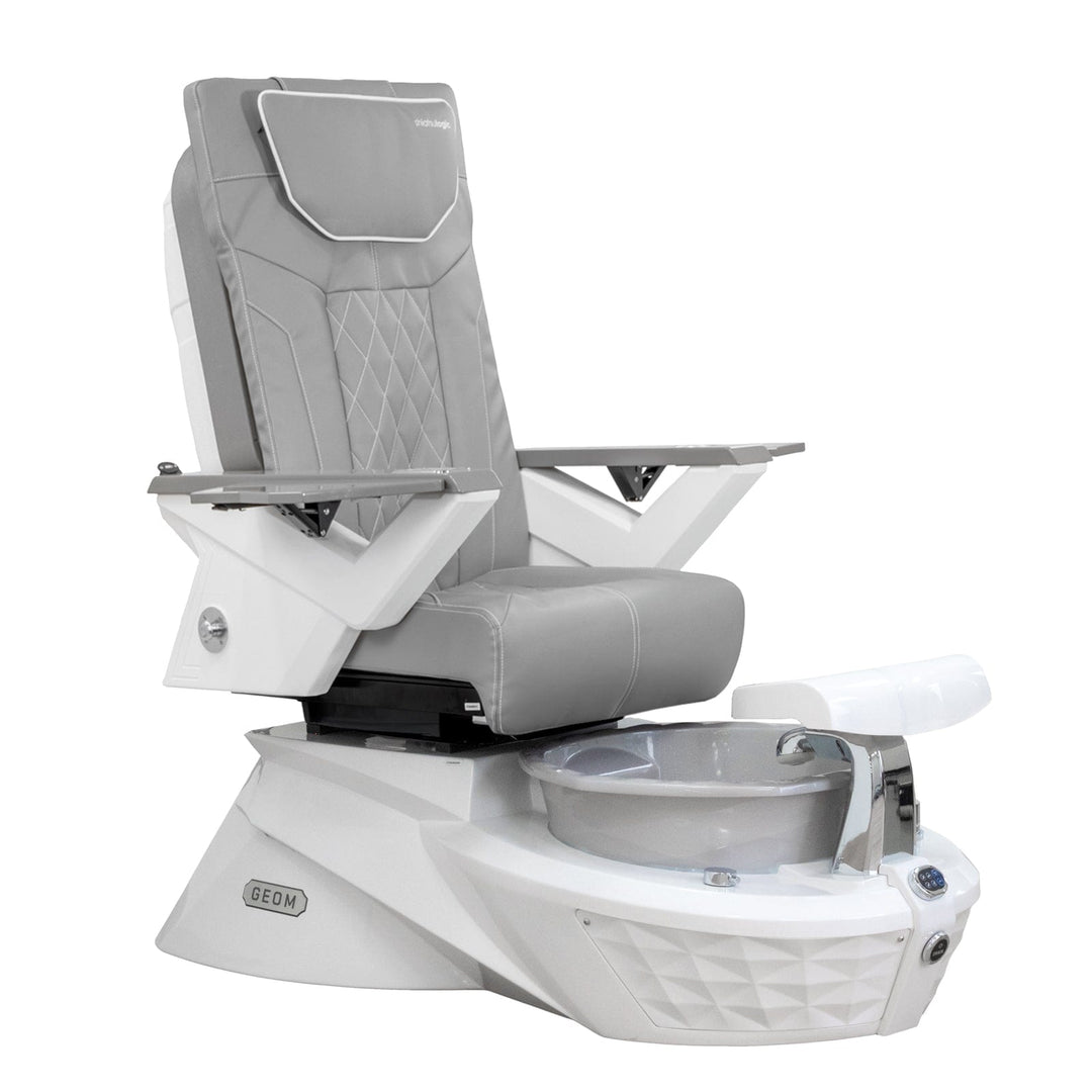 Mayakoba GEOM Shiatsulogic FX Pedicure Chair Grey FX / Glacial White Base with Stone Grey Bowl AYC-SPA-GEOM-FX9653-WHGY-53GY