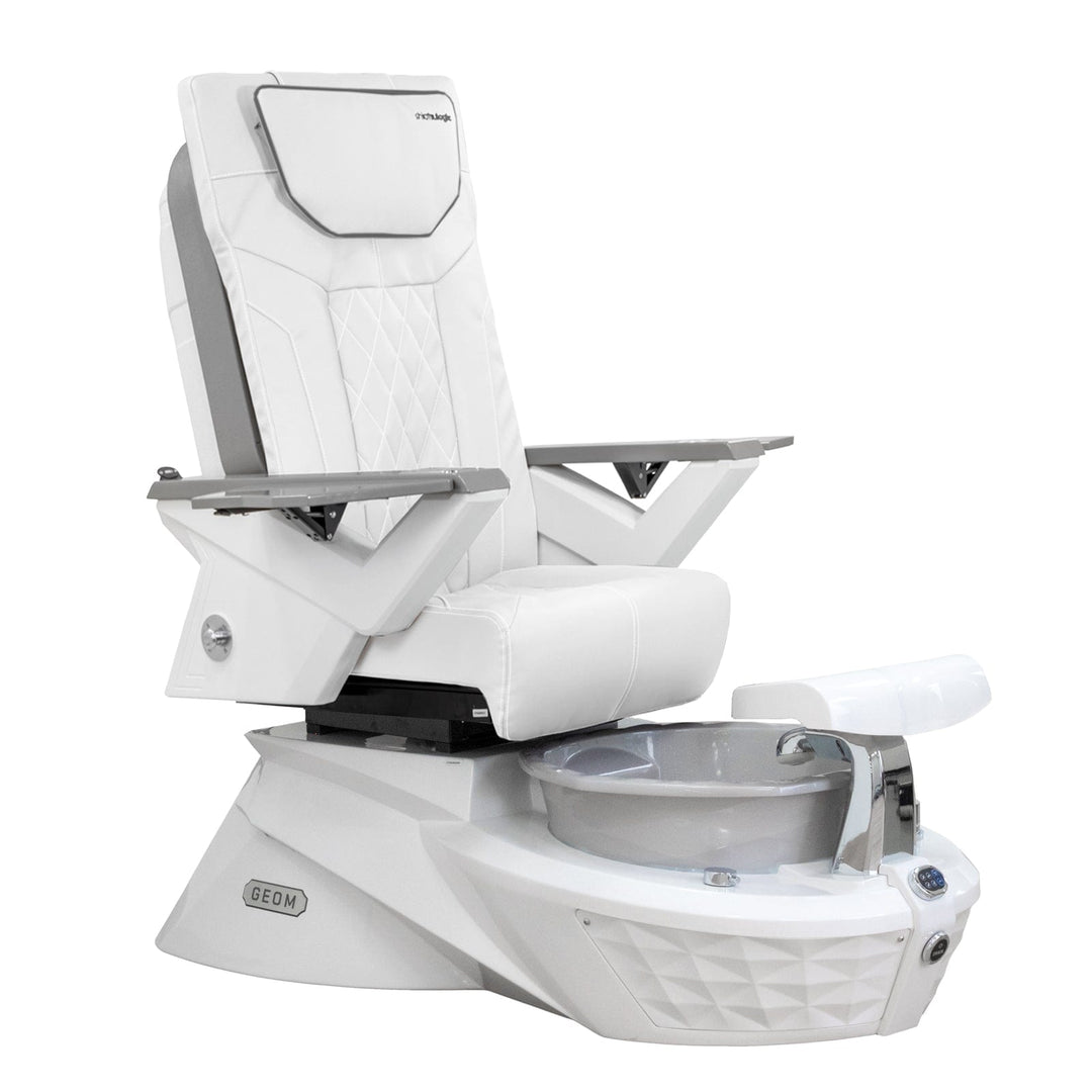 Mayakoba GEOM Shiatsulogic FX Pedicure Chair White FX / Glacial White Base with Stone Grey Bowl AYC-SPA-GEOM-FX9653-WHGY-53WHT