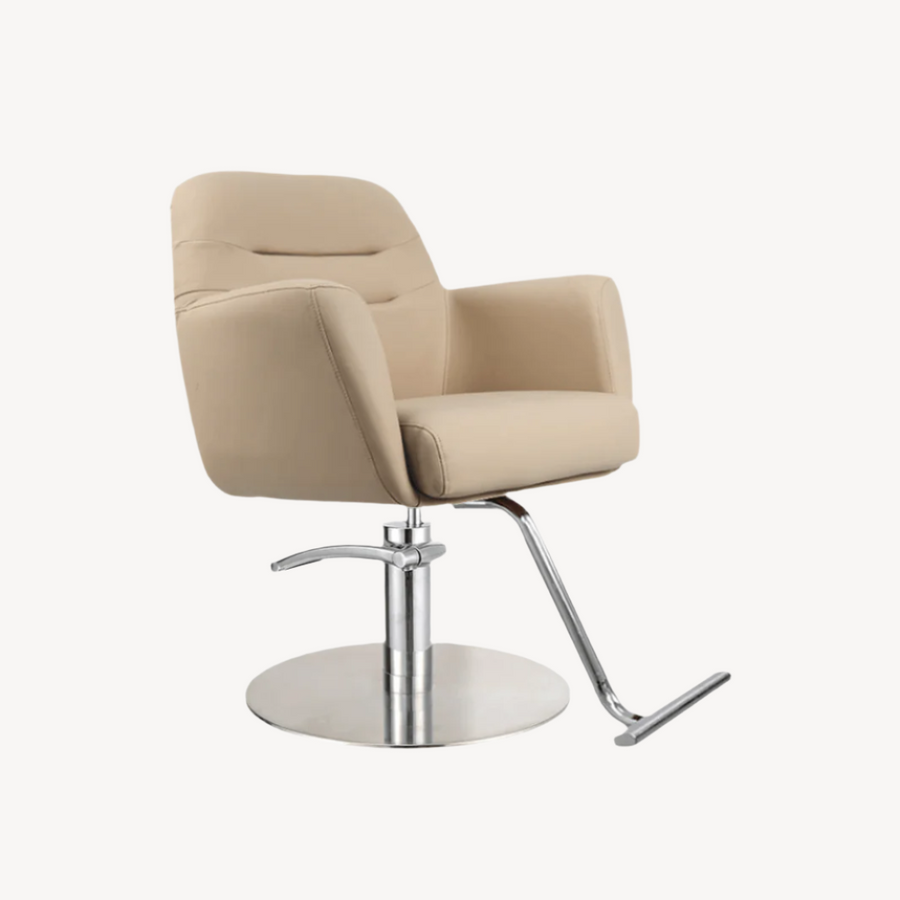 Keller International Gemma Salon Chair Cashmere / Stainless Circle / Chrome DSP-KEL-APCHR-K1126-T-CASHMERE