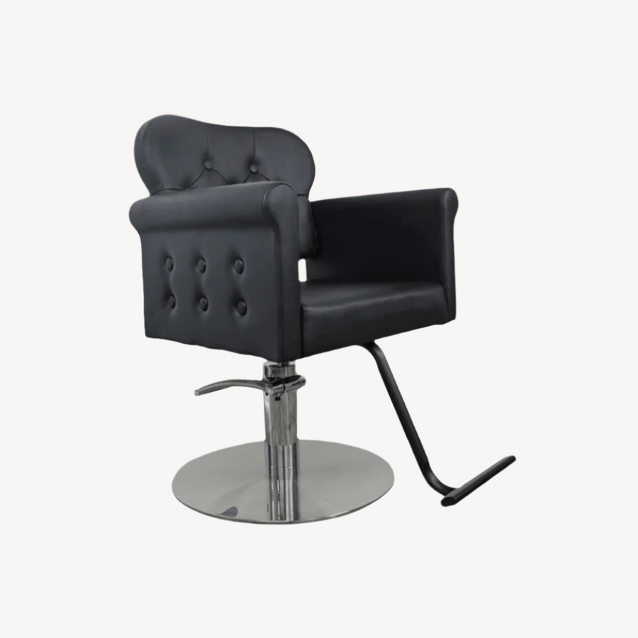 Keller International Glam Salon Chair Stainless Circle / Black +$19 DSP-KEL-APCHR-K1168-T-BLACK