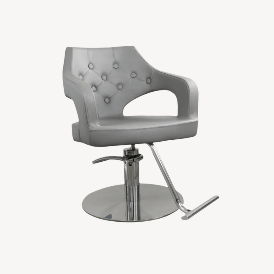 Keller International Glitz Salon Chair Grey / Stainless Circle / Chrome DSP-KEL-APCHR-K1167-T-GREY