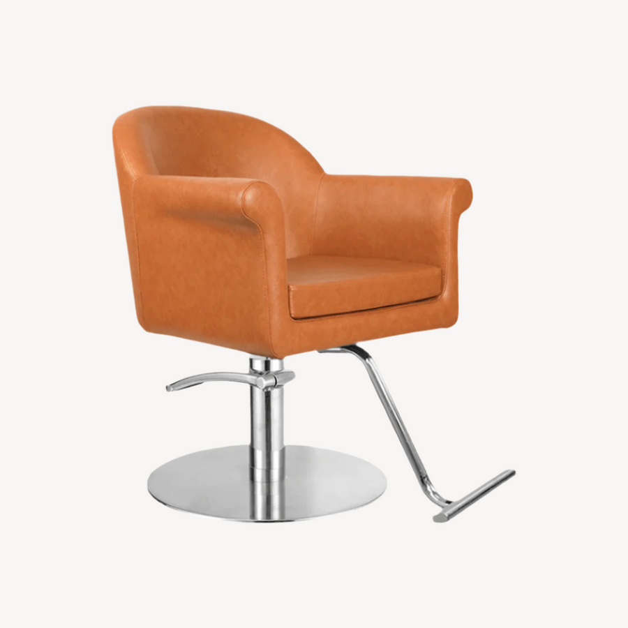 Keller International Hudson Salon Chair Camel / Stainless Circle / Chrome DSP-KEL-APCHR-K1127-T-CAMEL