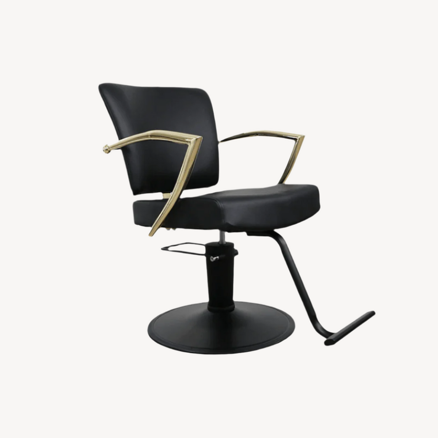Keller International Manhattan Gold Salon Chair Black / Black / T-Shaped Black DSP-KEL-APCHR-K1179-T-BLACK-GOLD