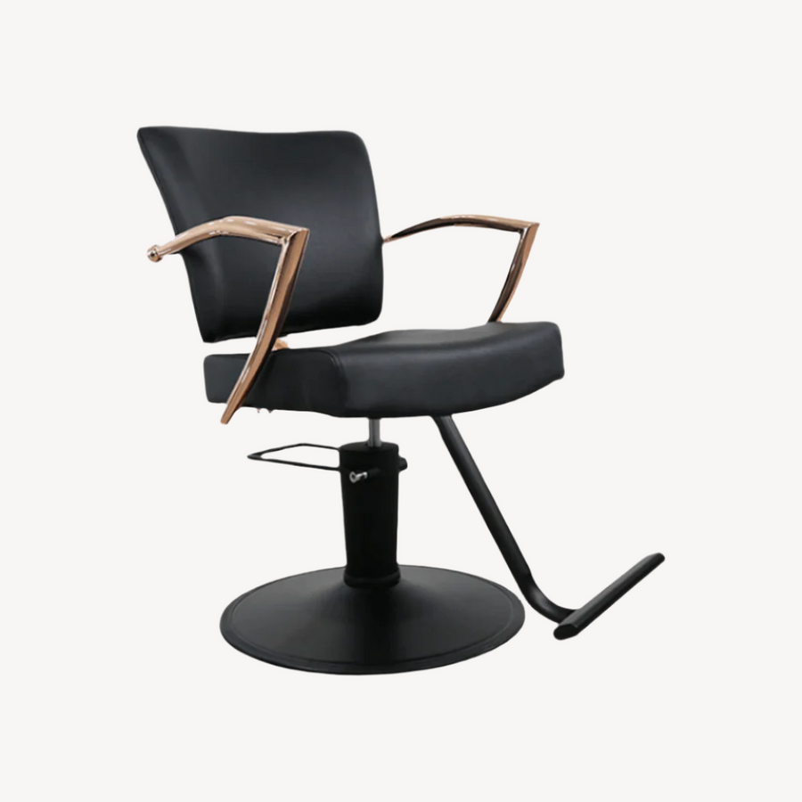 Keller International Manhattan Rose Gold Salon Chair Black / Black / T-Shaped Black DSP-KEL-APCHR-K1179-T-BLACK-ROSEGOLD