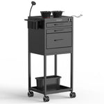 Berkeley Metal Lockable Salon Cart with Wheels Black DSP-TAS-MLSCW-BLK