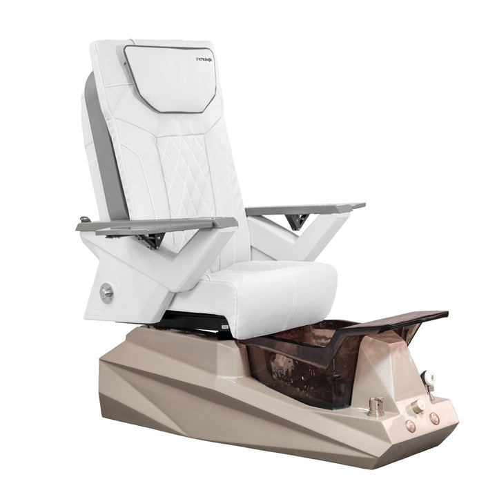Mayakoba DIAMOND FX Pedicure Chair White FX / DF Orange & Black SPA-TFM-DIAMOND-GRGBLK-53WHT