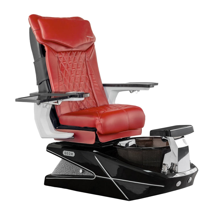Mayakoba GEOM II Shiatsulogic DX Pedicure Chair DX-Red / Black with Black Resin Bowl AYC-SPA-GEOM-2-DX-1280-BLKBLK-18VRD