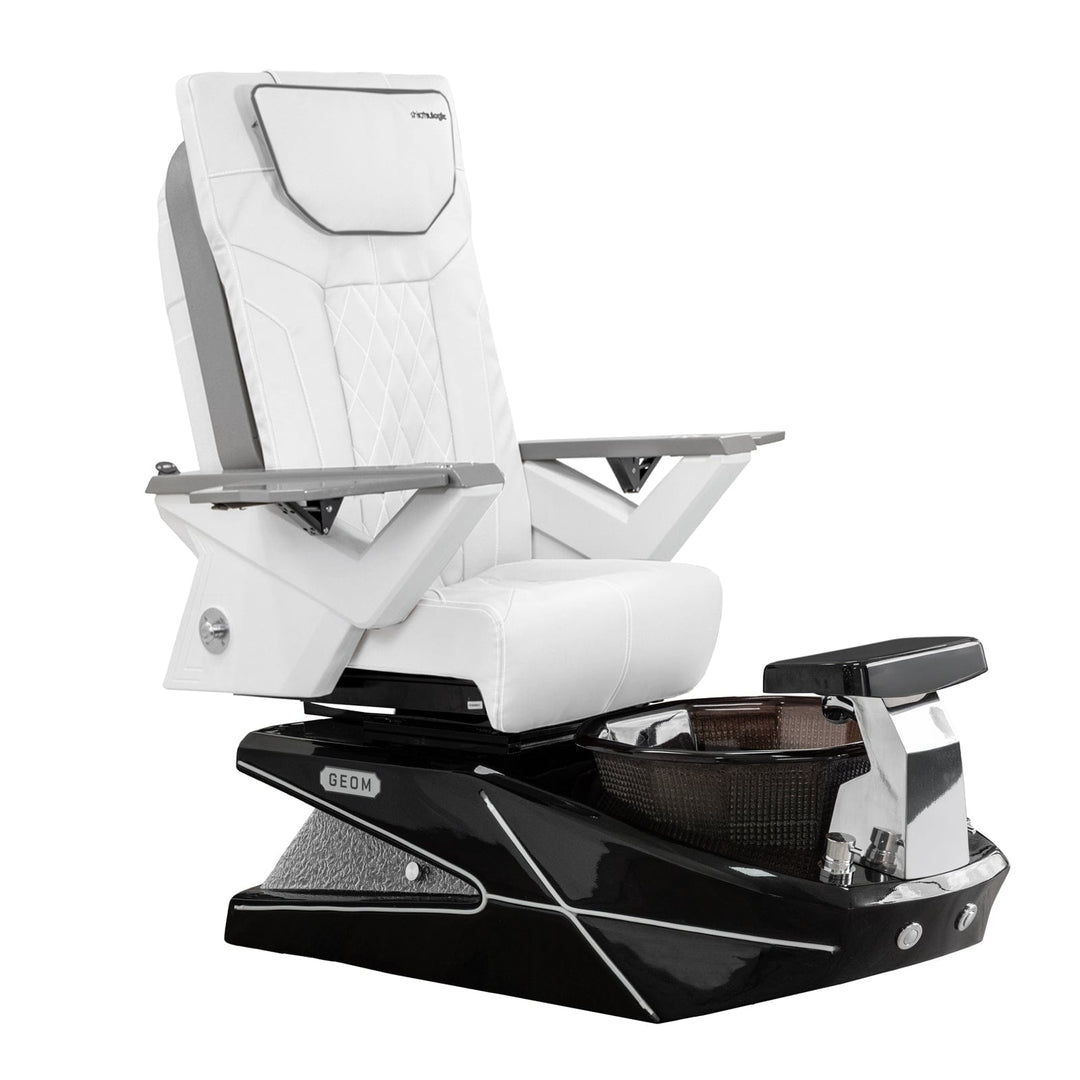 Mayakoba GEOM II Shiatsulogic FX Pedicure Chair White FX / Black with Black Resin Bowl AYC-SPA-GEOM-2-FX-1280-BLKBLK-53WH