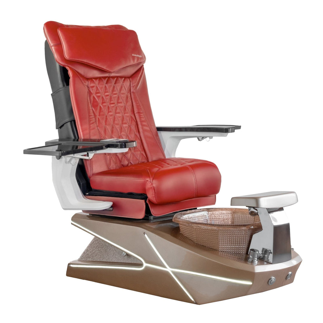 Mayakoba GEOM II Shiatsulogic DX Pedicure Chair DX-Red / Champagne with Champagne Resin Bowl AYC-SPA-GEOM-2-DX-1280-CMPCMP-18VRD