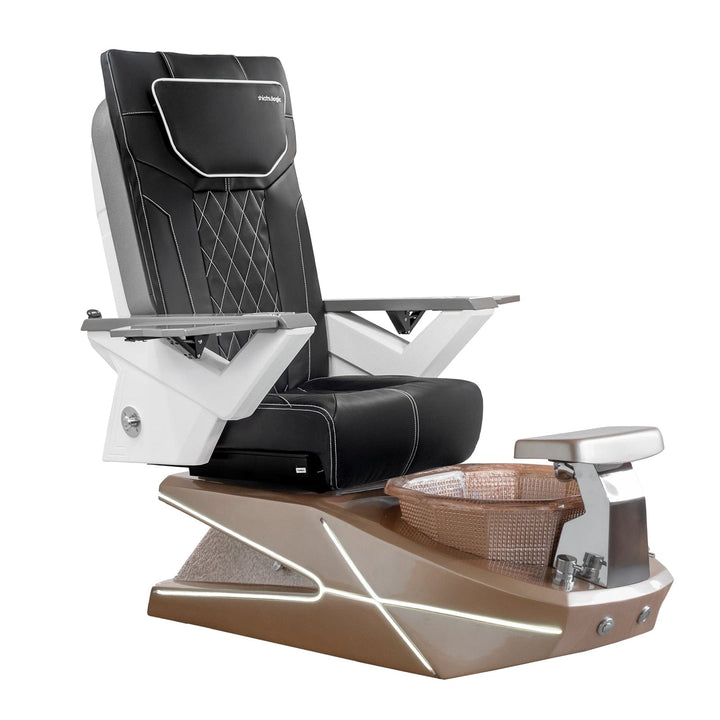 Mayakoba GEOM II Shiatsulogic FX Pedicure Chair Black FX / Champagne with Champagne Resin Bowl AYC-SPA-GEOM-2-FX-1280-CMPCMP-53BLK