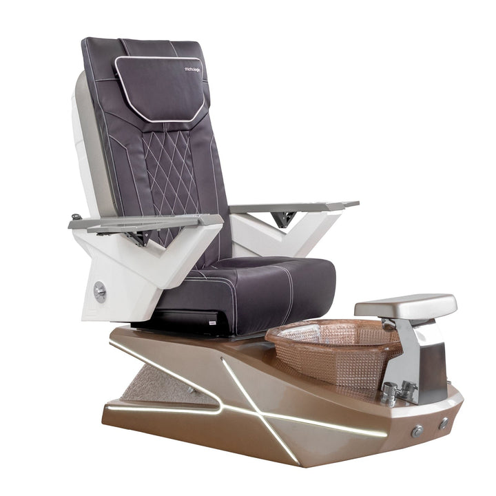 Mayakoba GEOM II Shiatsulogic FX Pedicure Chair Chocolate FX / Champagne with Champagne Resin Bowl AYC-SPA-GEOM-2-FX-1280-CMPCMP-53CHO