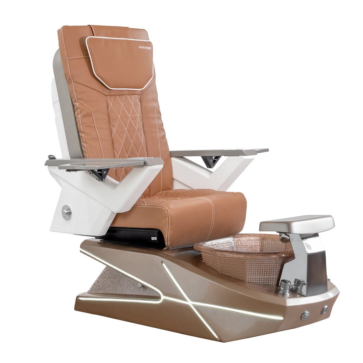 Mayakoba GEOM II Shiatsulogic FX Pedicure Chair Cappuccino FX / Champagne with Champagne Resin Bowl AYC-SPA-GEOM-2-FX-1280-CMPCMP-53CPO