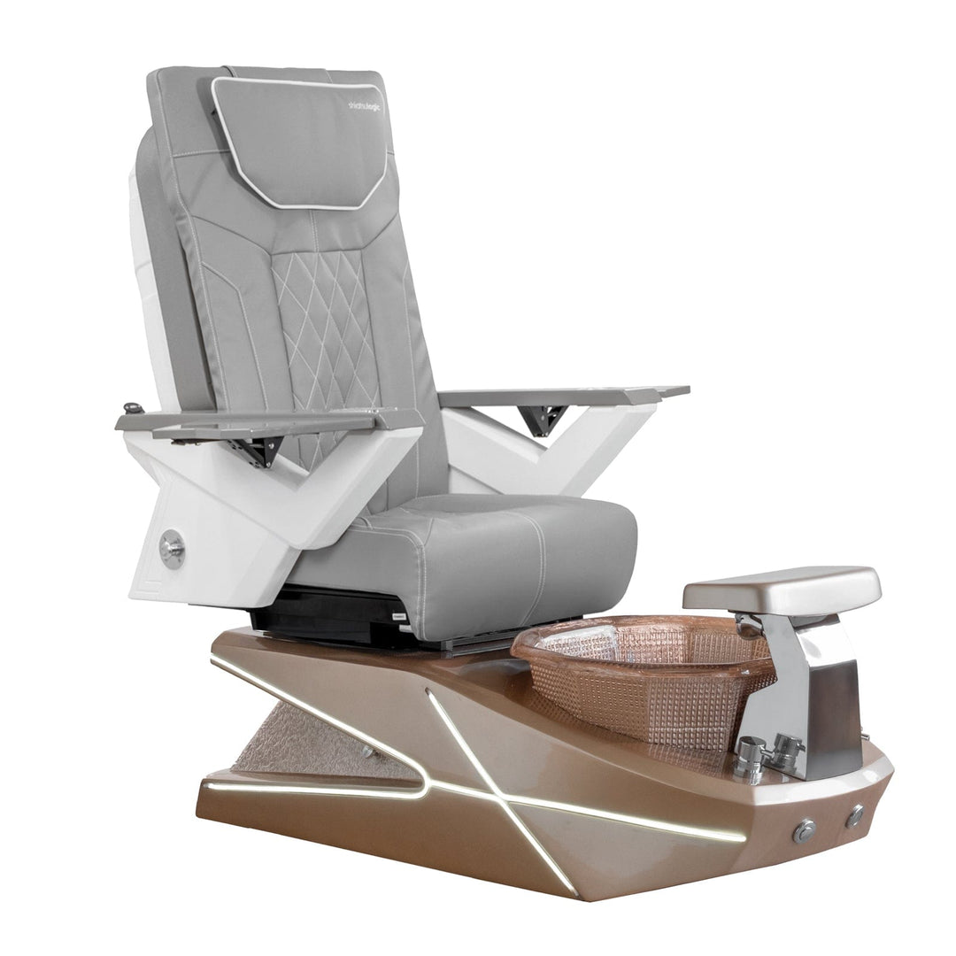 Mayakoba GEOM II Shiatsulogic FX Pedicure Chair Grey FX / Champagne with Champagne Resin Bowl AYC-SPA-GEOM-2-FX-1280-CMPCMP-53GY