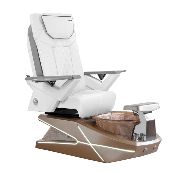 Mayakoba GEOM II Shiatsulogic FX Pedicure Chair White FX / Champagne with Champagne Resin Bowl AYC-SPA-GEOM-2-FX-1280-CMPCMP-53WH