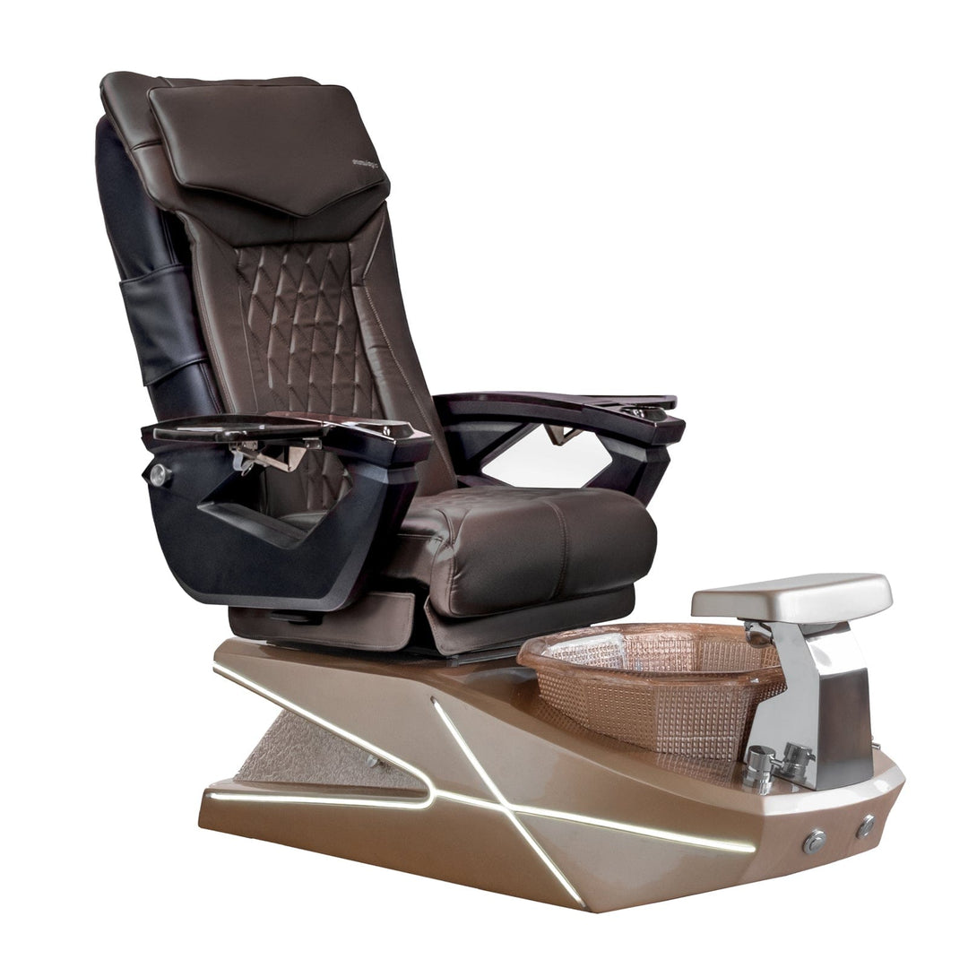 Mayakoba GEOM II Shiatsulogic LX Pedicure Chair Coffee LX / Champagne with Champagne Resin Bowl AYC-SPA-GEOM-2-LX-1280-CMPCMP-18VCFE