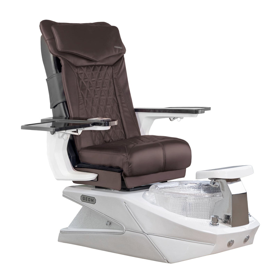 Mayakoba GEOM II Shiatsulogic DX Pedicure Chair DX-Coffee / White with Crystal Resin Bowl AYC-SPA-GEOM-2-DX-1280-WHTCYL-18VCFE