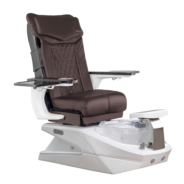 Mayakoba GEOM II Shiatsulogic DX Pedicure Chair DX-Coffee / White with Crystal Resin Bowl AYC-SPA-GEOM-2-DX-1280-WHTCYL-18VCFE