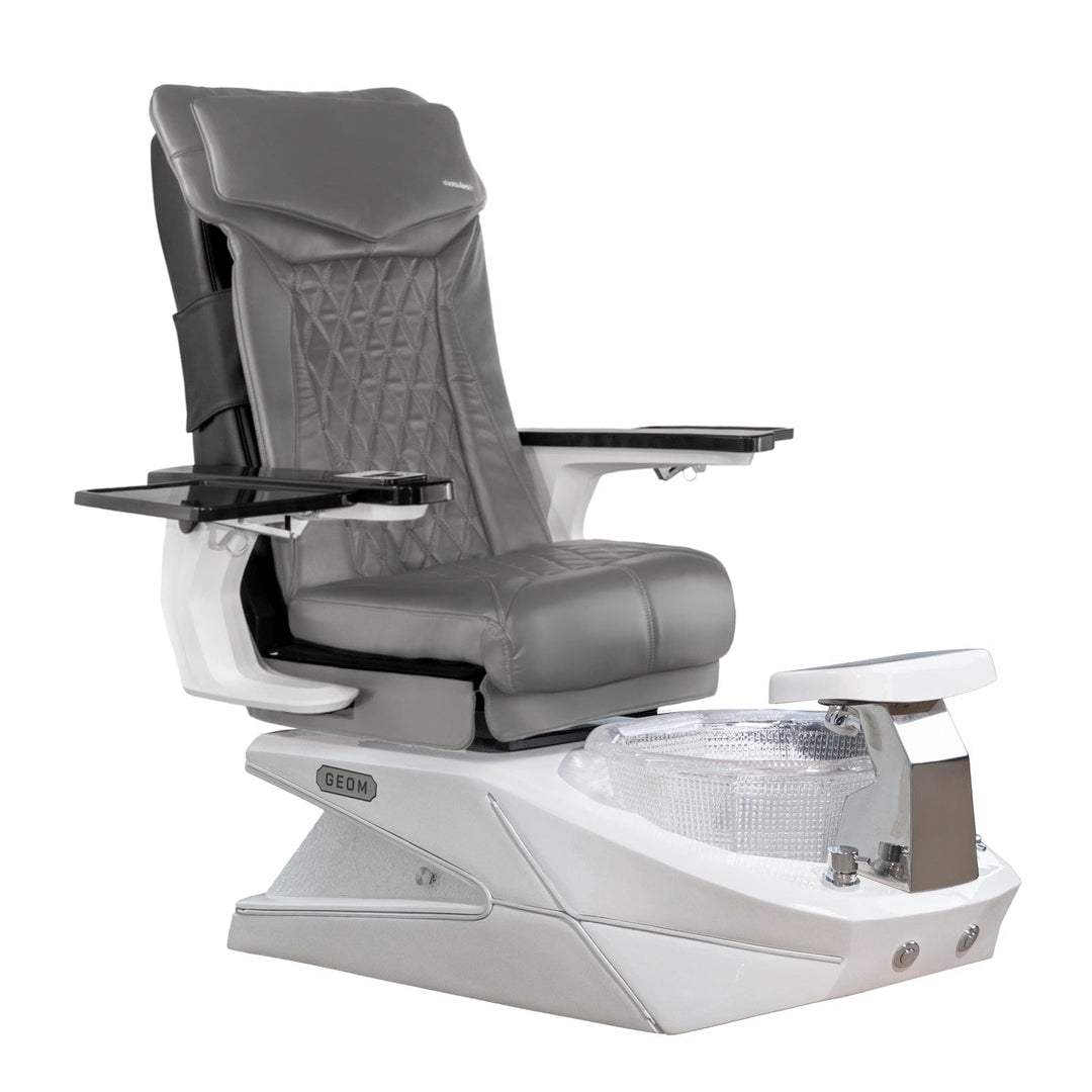 Mayakoba GEOM II Shiatsulogic DX Pedicure Chair DX-Grey / White with Crystal Resin Bowl AYC-SPA-GEOM-2-DX-1280-WHTCYL-18VGY