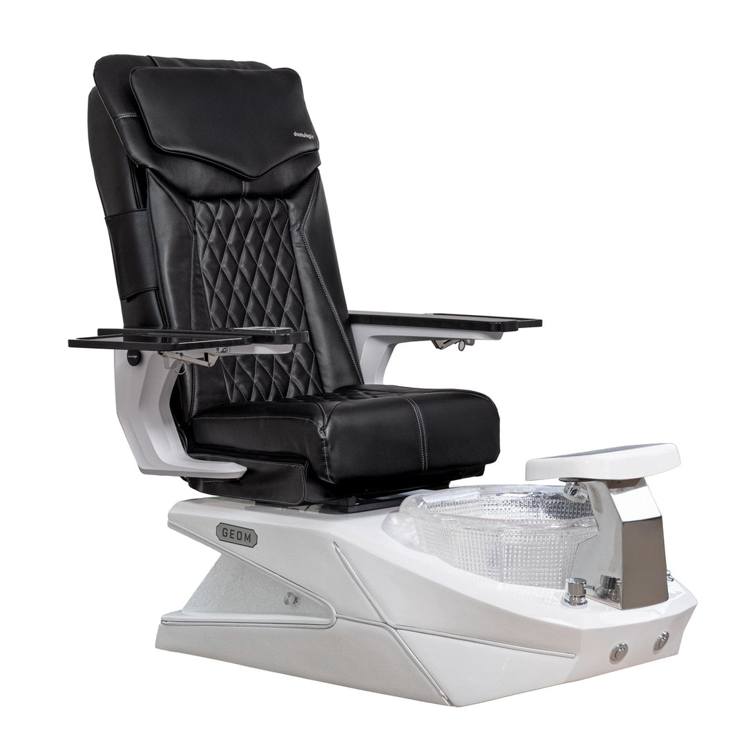 Mayakoba GEOM II Shiatsulogic DX Pedicure Chair DX-Black / White with Crystal Resin Bowl AYC-SPA-GEOM-2-DX-1280-WHTCYL-18VBLK