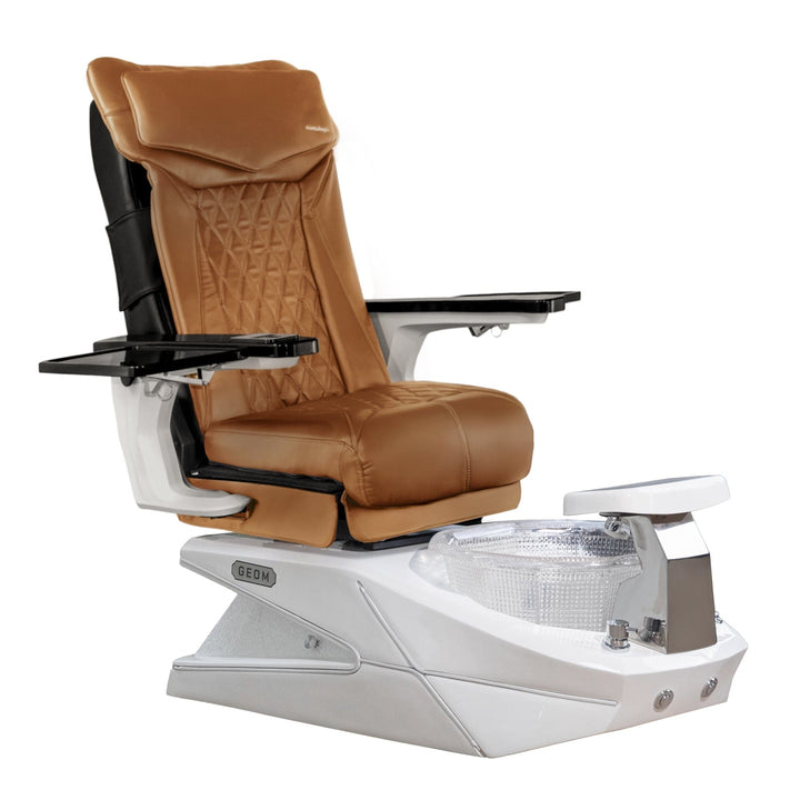 Mayakoba GEOM II Shiatsulogic DX Pedicure Chair DX-Cappuccino / White with Crystal Resin Bowl AYC-SPA-GEOM-2-DX-1280-WHTCYL-18VCPO