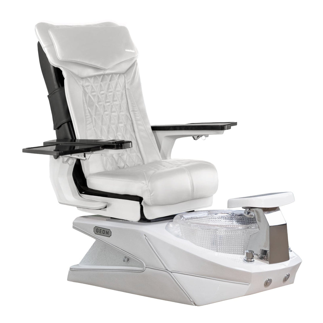 Mayakoba GEOM II Shiatsulogic DX Pedicure Chair DX-White / White with Crystal Resin Bowl AYC-SPA-GEOM-2-DX-1280-WHTCYL-18VWHT