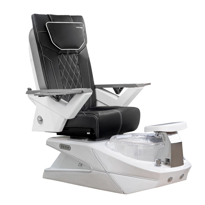 Mayakoba GEOM II Shiatsulogic FX Pedicure Chair Black FX / White with Crystal Resin Bowl AYC-SPA-GEOM-2-FX-1280-WHTCYL-53BLK