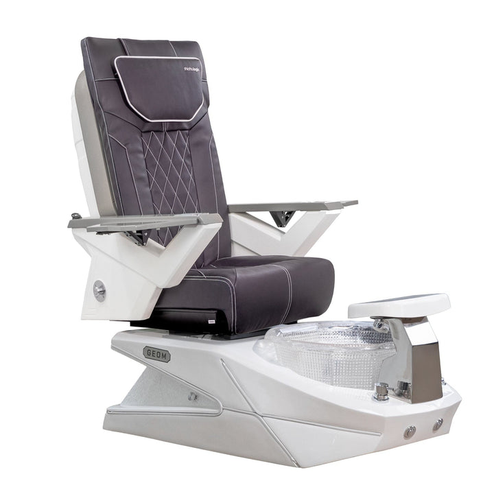 Mayakoba GEOM II Shiatsulogic FX Pedicure Chair Chocolate FX / White with Crystal Resin Bowl AYC-SPA-GEOM-2-FX-1280-WHTCYL-53CHO