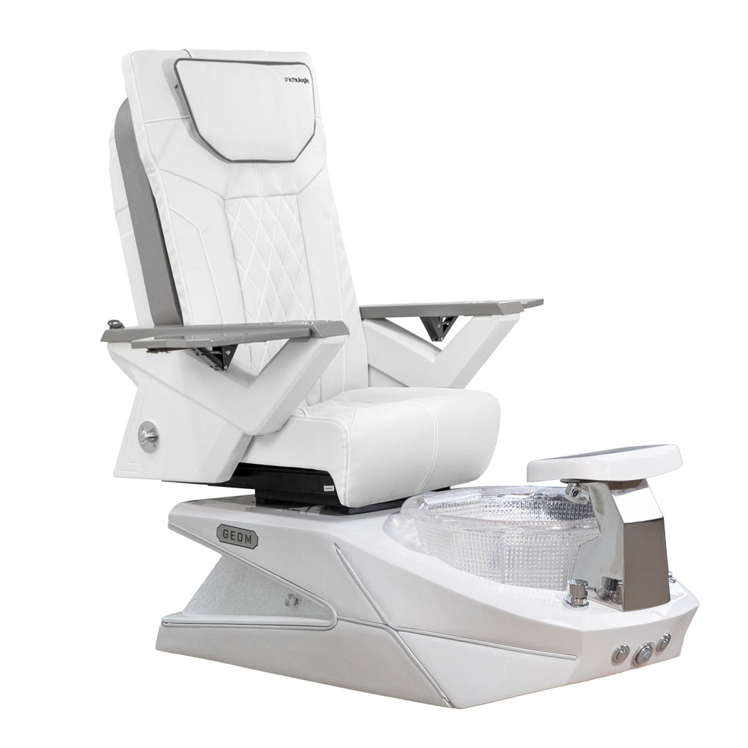 Mayakoba GEOM II Shiatsulogic FX Pedicure Chair White FX / White with Crystal Resin Bowl AYC-SPA-GEOM-2-FX-1280-WHTCYL-53WH