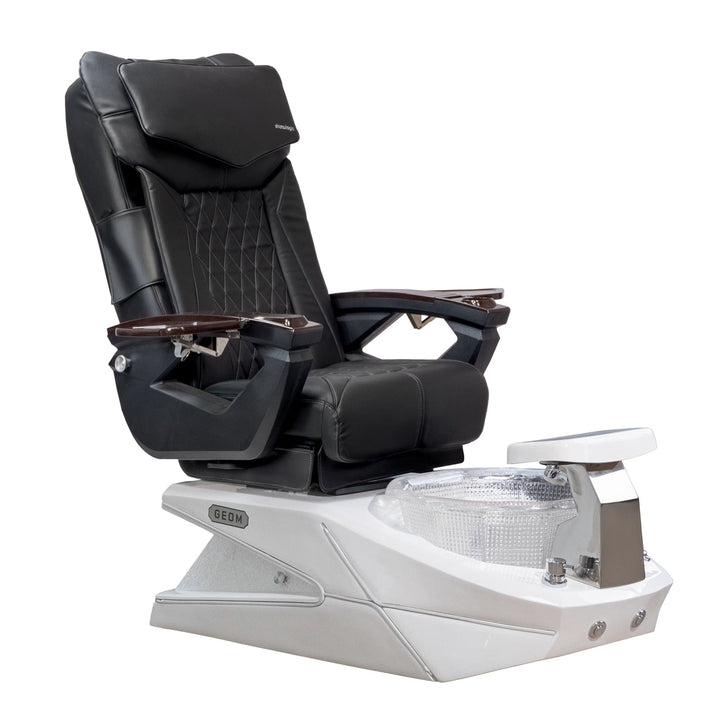 Mayakoba GEOM II Shiatsulogic LX Pedicure Chair Black LX / White with Crystal Resin Bowl AYC-SPA-GEOM-2-LX-1280-WHTCYL-18VBLK