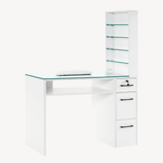 Brooks Salon Furnishing White Glass-Top Organizer Manicure Table