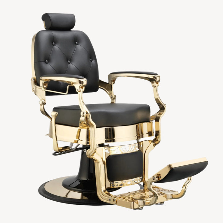 Berkeley Adams Vintage Barber Chair, Reclining Heavy Duty Barber Chair Black & Gold HON-BBCHR-52023-BLKGLD