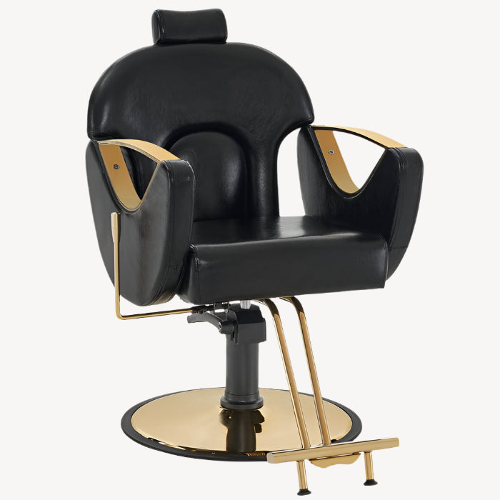 Brooks Salon Furnishing OpulentElegance Hydraulic Recline Barber Throne - Salon Majesty Edition Black FF-BBP-BBCHR-9578-BLK