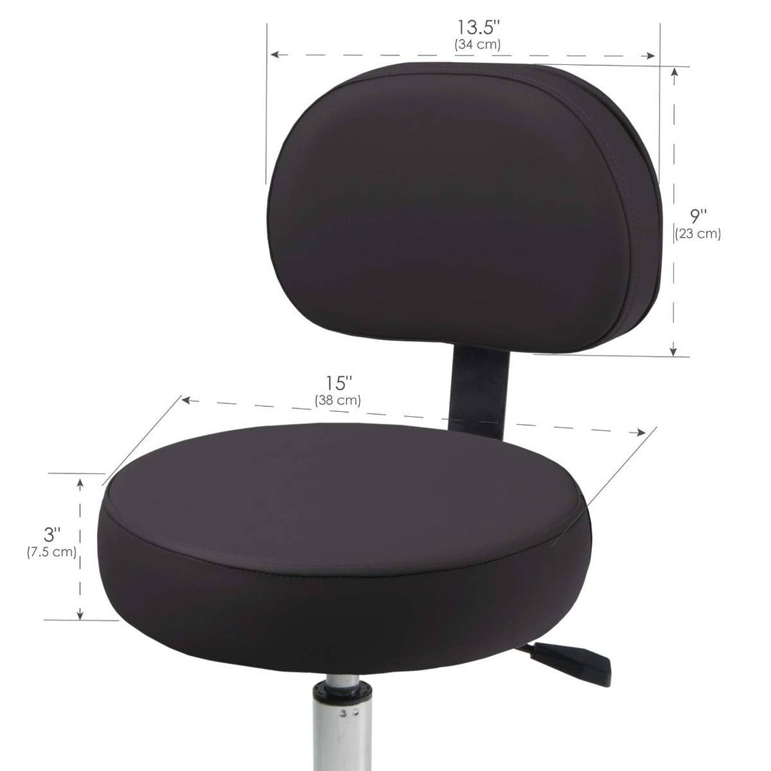 EarthLite Pneumatic Rolling Massage/Tattoo Stool with backrest
