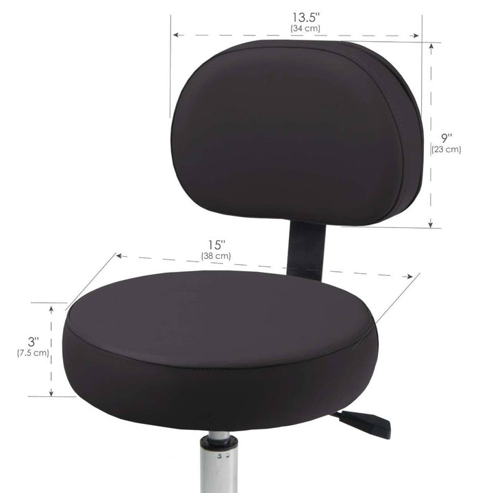 EarthLite Pneumatic Rolling Massage/Tattoo Stool with backrest