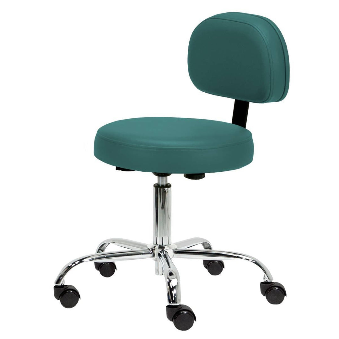EarthLite Pneumatic Rolling Massage/Tattoo Stool with backrest ERL-Nature Touch Teal / Standard (19-26") / No Thanks DSP-ERL-TCSTL