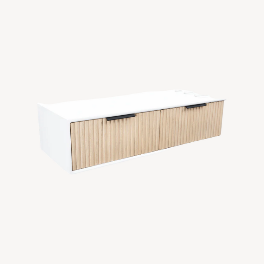 Keller International Nouveau Tambour Wall Mounted Station Natural Oak / No Mirror DSP-KEL-SYSTL-K7720-NATURALOAK