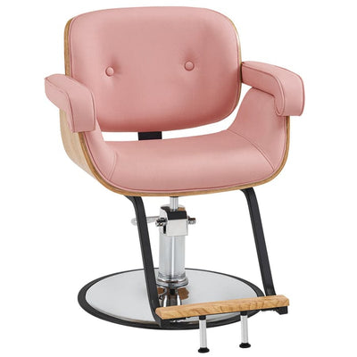 Brooks Salon Furnishing TimelessElegance Wooden Swivel Hair Styling Salon Chair Pink FF-BBP-SYCHR-M9262-PNK
