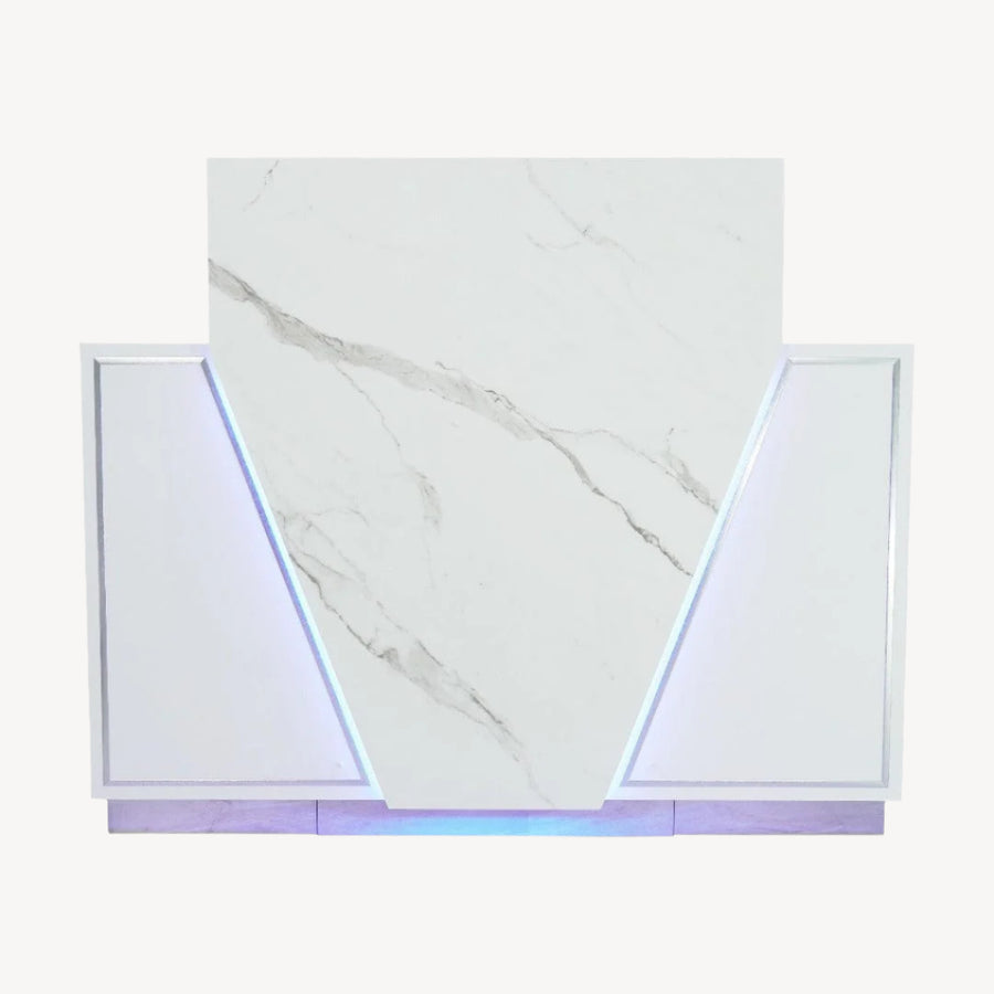 LUX SPA Lux V550 Reception Front Desk Marble Design With Led White DSP-LUX-NRTBL-V550-WHT