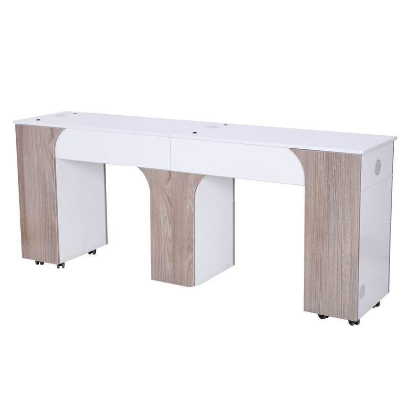 Mayakoba Milan Manicure Nail Table - Double Ash Wood / No KAM-NTBL-1332-LGTWD-KIT